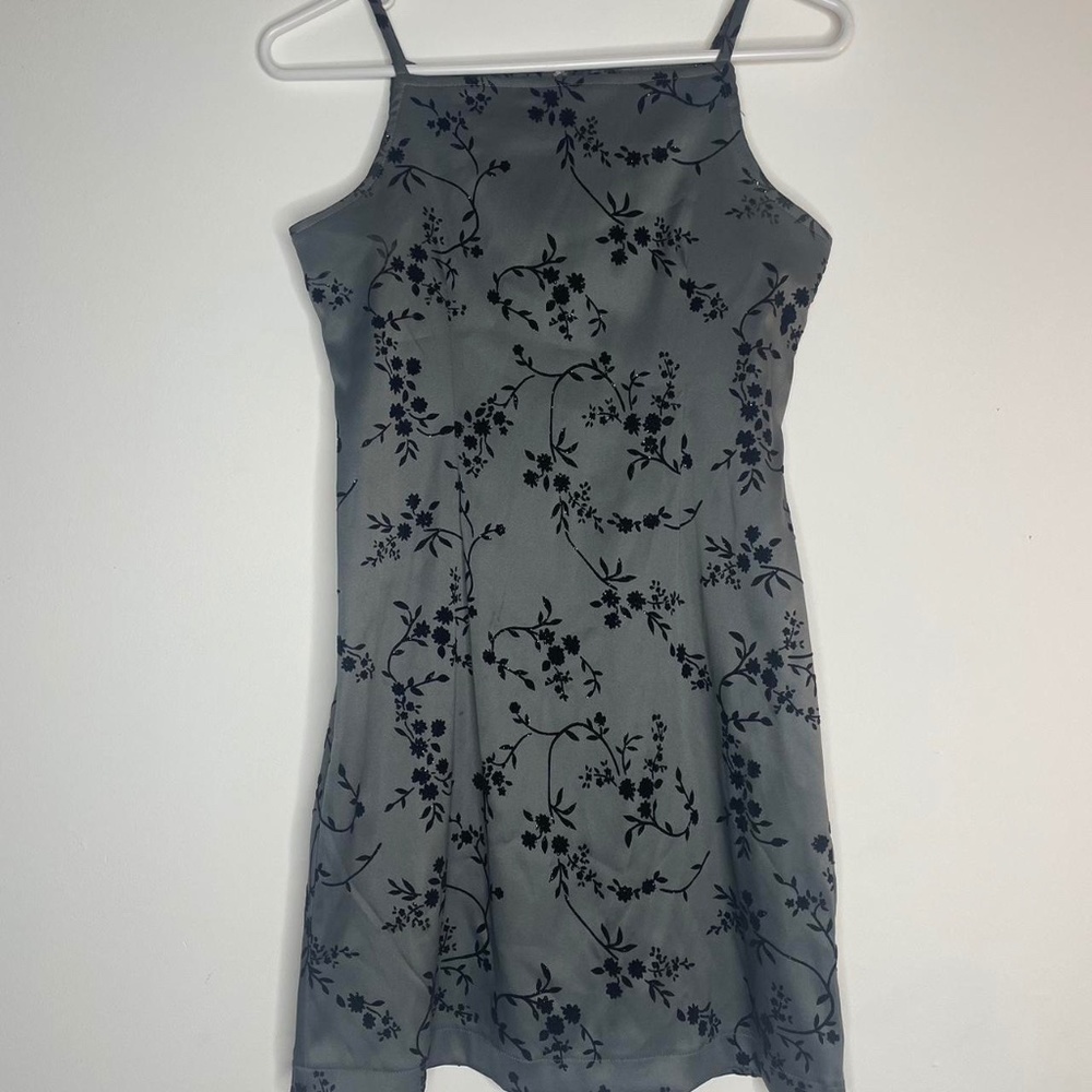 Grey Straight Neck Mini Dress